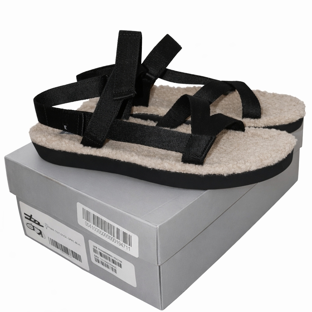Everlane NWT The ReNew Black Teddy Sherpa Sport Sandal Sz 8